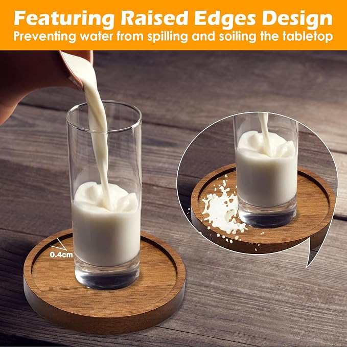4 Pcs Wood Coasters for Drinks Absorbent, Wooden Coasters - Image 5