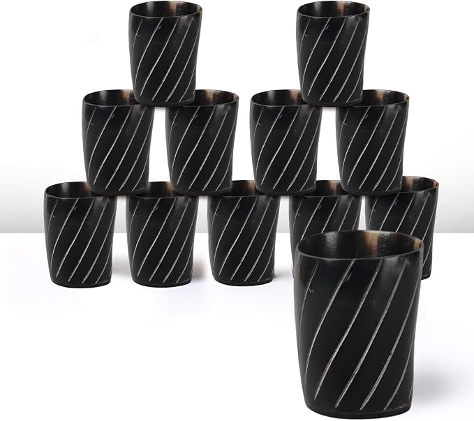 Handicrafts Home Viking Horn Shot Glasses Set of 12, Rustic Viking Drinkware by HandicraftsHome