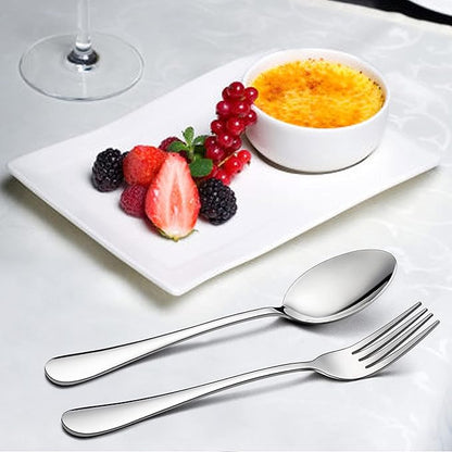 LIANYU 36-Piece Silverware Set with Serving Utensils, Stainless Steel Silverware Flatware Set for 6, Elegant Cutlery Tableware Includes Fork Spoon Knife, Mirror Polished, Dishwasher Safe