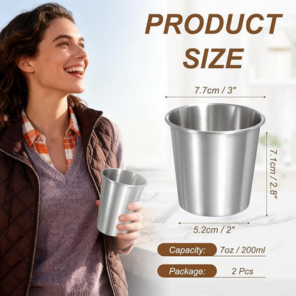 uxcell 2 Pcs Stainless Steel Cups, 7oz/200ml Metal Cups Double Wall Tumbler - Image 2