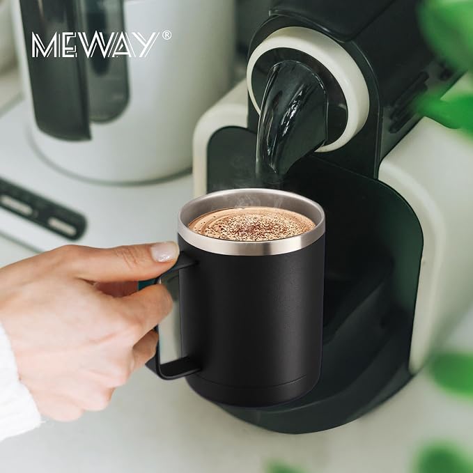 MEWAY 12oz Coffee Mug With Handle 4 Pack Bulk, Stainless Steel Insulated Travel - Image 6