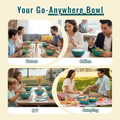 40 OZ Plastic Bowls with Lids, Unbreakable Wheat Straw Bowls Sets of 8 - Image 7
