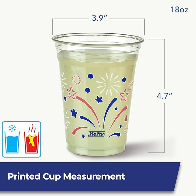 Hefty Party On Disposable Party Cups, Patriotic Color Pack, 76ct | American - Image 5