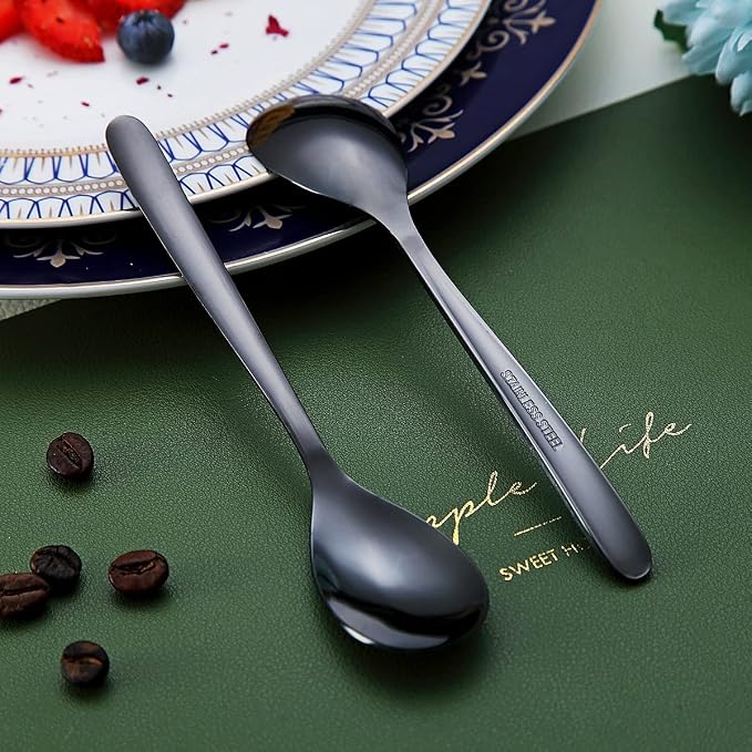 Black Demitasse Espresso Spoons, 5.5'' Mini Coffee Spoons, Stainless Steel - Image 5