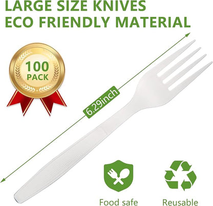 Compostable Fork, 100 Biodegradable Silverware - Image 2