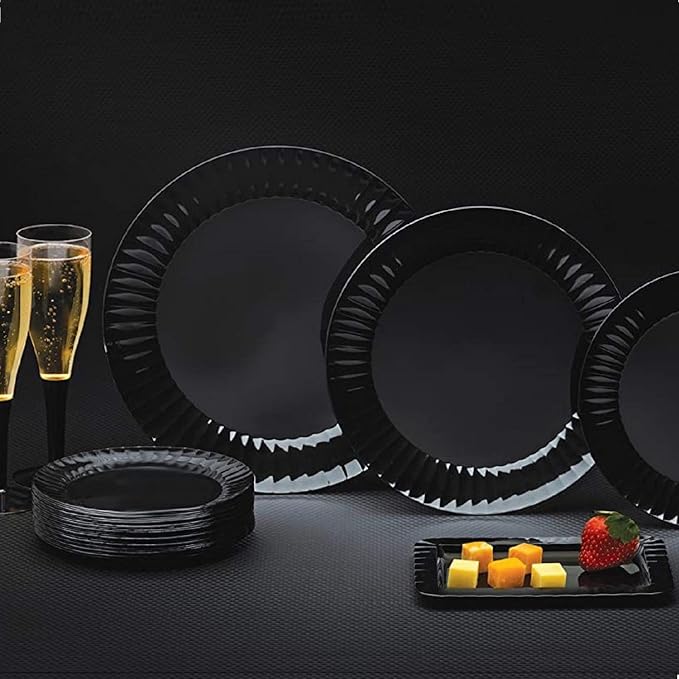 Party Essentials Deluxe Quality Hard Plastic 70 Count Round Party/Dessert Plates - Image 5