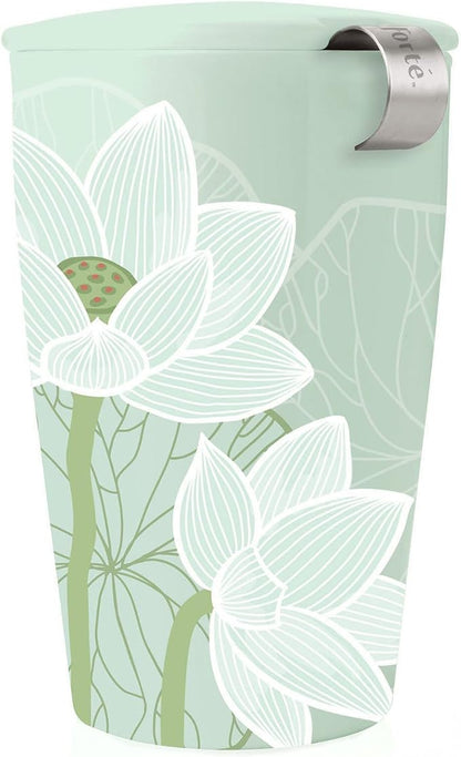 Tea Forte Double-Walled Ceramic Kati Cup, Lotus Blossom, 12 oz | Insulated by TeaForte