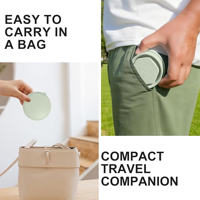 Collapsible Travel Cup with Lid - 6oz Mini Silicone Folding Cup with Stainless - Image 6