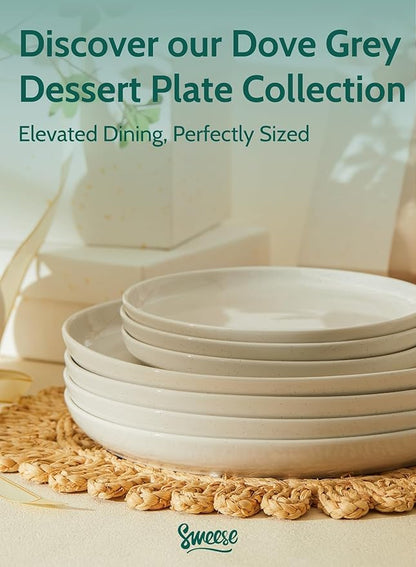Sweese Porcelain Dessert Plates 7.4 Inch Set of 6 - Dove Gray Salad Plates, Dishwasher Microwave Safe, Smooth Glaze