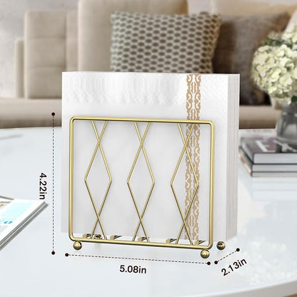 Gold Metal Napkin Holder for Table | Modern Upright Dispenser for Paper Napkins - Image 3