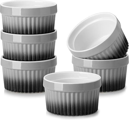 MALACASA Ramekins 4 oz Oven Safe, Small Ceramic Souffle Dishes by MALACASA
