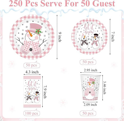 Funnymoom 250 Pcs Winter Snowman Party Decorations - Image 3