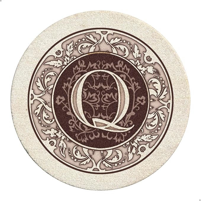 Thirstystone Monogram Round Natural Sandstone Coaster 4 Pack | 4" Diameter by Thirstystone