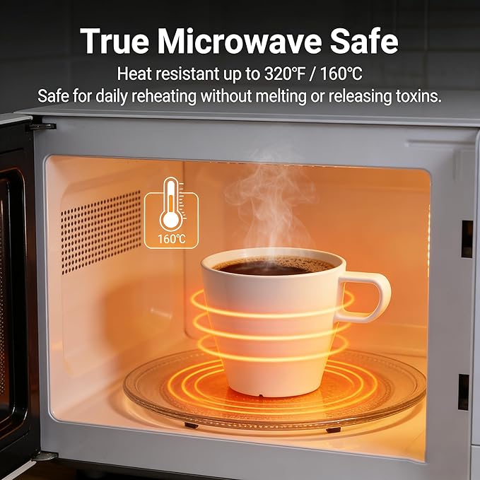 6-Pack 10oz Unbreakable Coffee Mugs, Microwave Safe Premium Drinkware, - Image 6