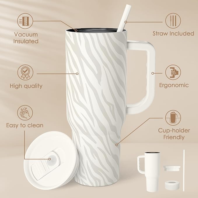 SANDJEST Zebra Skin 40oz Slider Tumbler - Image 2