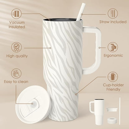 SANDJEST Zebra Skin 40oz Slider Tumbler - Image 2