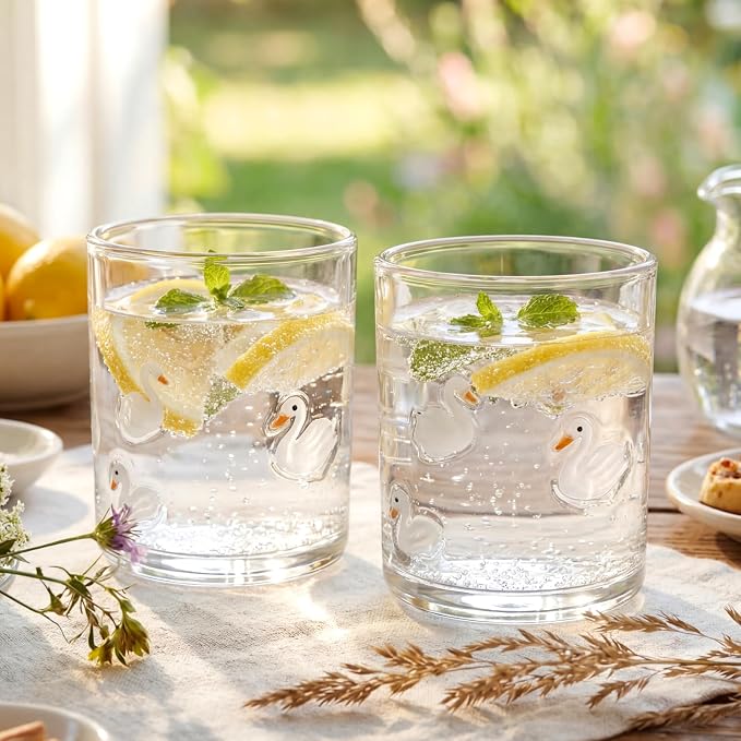 SiliFine Icon Juice Glasses, 14oz Stemless Wine Drinking Juice Glass Cup by SiliFine
