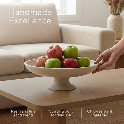 Large Decorative Bowl, Modern Pedestal Bowl for Home Decor, Decorative Fruit Bowl for Kitchen Counter, Stylish Key Bowls for Entry Table, 11.45” Diameter & 3.8” Height