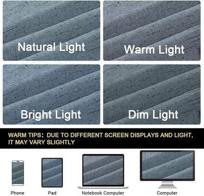 PrinceDeco 100% Blackout Curtains for Bedroom Linen Blackout Curtains 54 Inches Long Room Darkening Burlap Grommet Textured Curtains&Drapes Luxury Decor for Living Room 52x54 Inch, Stone Blue,2 Panels