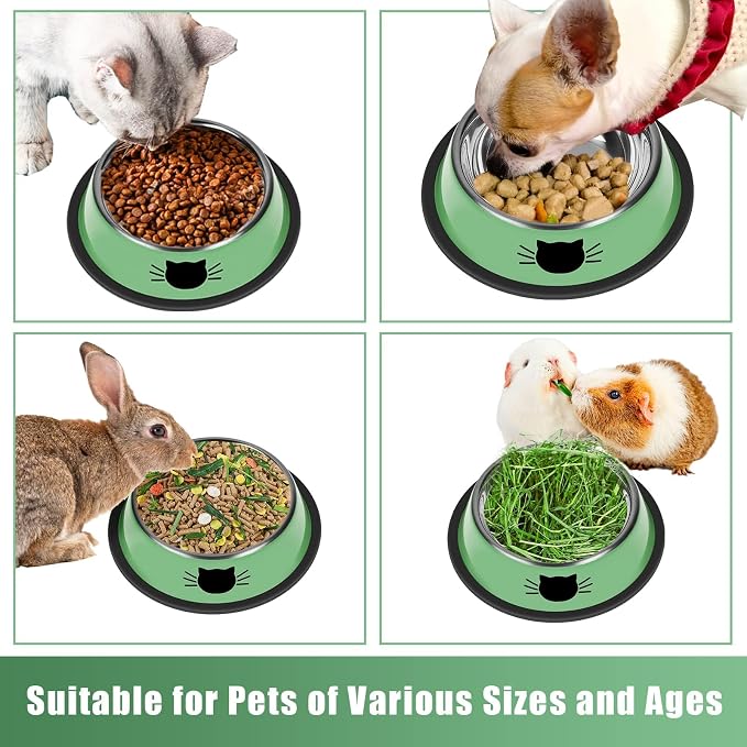 Serentive 2 Pcs Non-Slip Stainless Steel Small Cat Food Bowls - Image 5