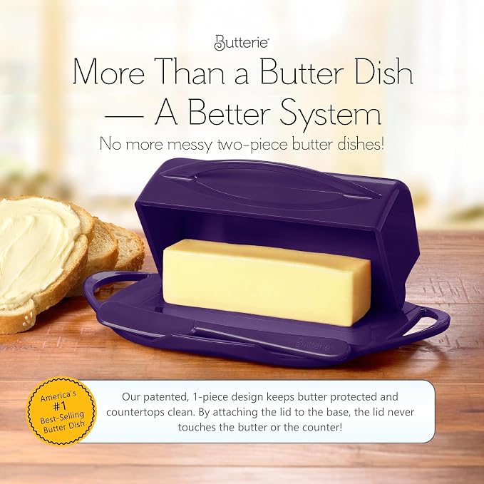 Flip Top Butter Dish with Attached Lid & Matching Knife, 2 Pack - Image 2