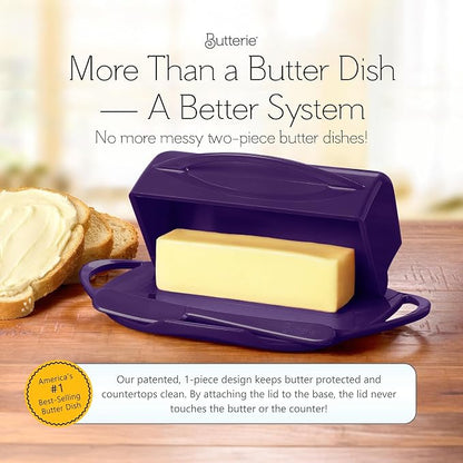 Flip Top Butter Dish with Attached Lid & Matching Knife, 2 Pack - Image 2