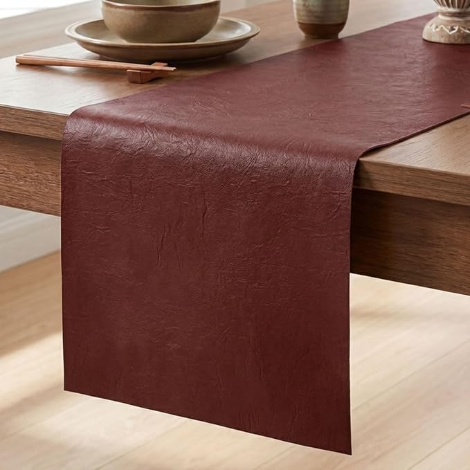 Artoid Mode Red Double Sided Vinyl Faux Leather Table Runner, Seasonal by ArtoidMode