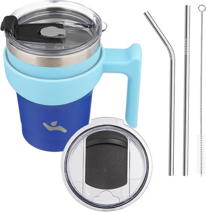 Konokyo 10 oz Tumbler with Handle and Straw, Insulated Travel Mug | Sky; by Konokyo