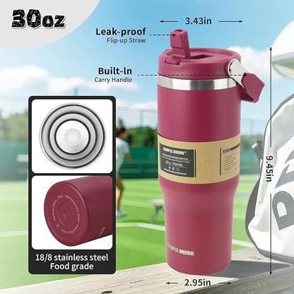 30oz Flip Straw Insulated Water Bottle - Image 2