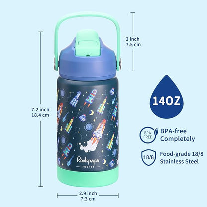 rockpapa 14 oz Kids Insulated Water Bottle，Stainless Steel Toddler Cups - Image 7