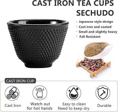 Japanese Cast Iron Tea Cups, Small and Heavy Teacups - Image 4