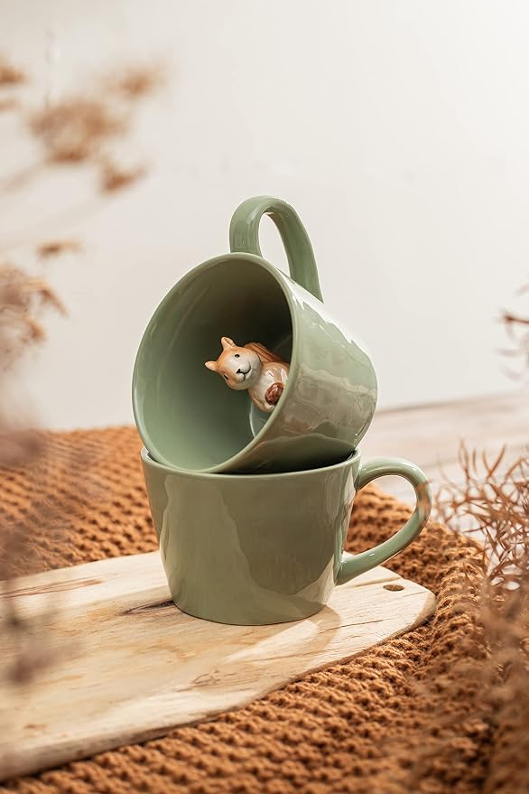DIHOclub Squirrel Ceramic Cup Hidden 3D Animal Inside Mug, Cute Cartoon - Image 8