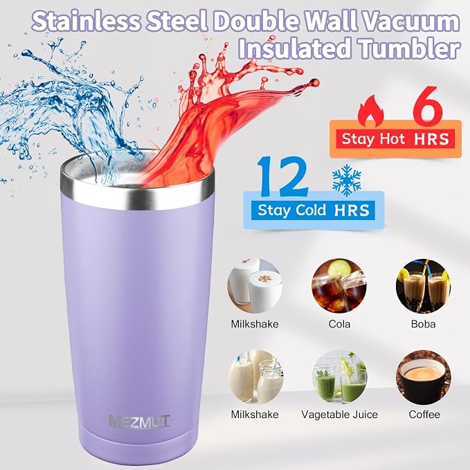 MEZMUT 20oz Insulated Tumbler Cup Travel Coffee Mug - Image 2