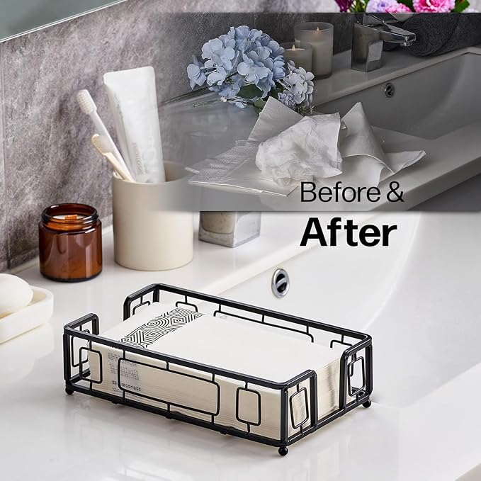 Guest Towel Holder Tray for Bathroom Countertop, Powder Room & Vanity Use - Image 3