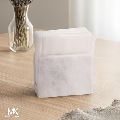 Marble Mini Napkin Holder 3" x 4" Inch White Serviette Holder - Image 2