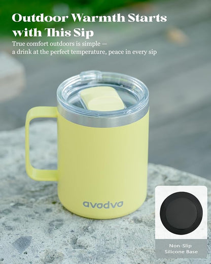12oz Insulated Coffee Mug with Lid – Includes Two Lids, Stainless Steel Coffee - Image 6