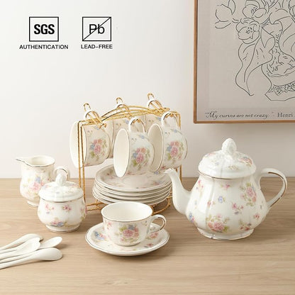 Sweejar 23 Pcs Floral Tea Sets - Image 2