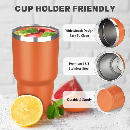30 oz Tumbler with Lids and Straws, Stainless Steel Insulated Coffee Tumbler - Image 3