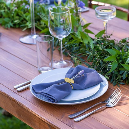 KPOSIYA Set of 20 Diamond Leaf Napkin Rings Metal Gold Napkin Holder Table - Image 2