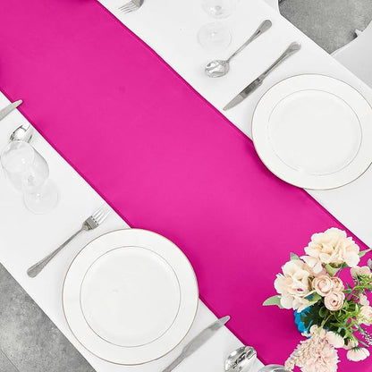 4-Pack Hot Pink Satin Table Runner 12 x 108 Inch Long Fuchsia Bright and Smooth - Image 4