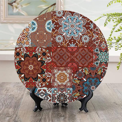 Ceramic Plates, Victorian Decorative Ceramic Plates, Classic Victorian Floral Authentic Motives and Ethnic, 6 Inch, Household Plates Decorative, Multicolor