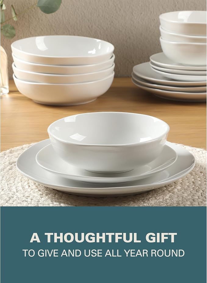 Gibson Home Lindendale 16 Piece Porcelain Ceramic Plates and Bowls Dishes - Image 7