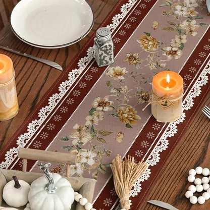 Artoid Mode 210 GSM Fall Table Runner 13x90 Inch Home Party Decor | Brown - Image 7