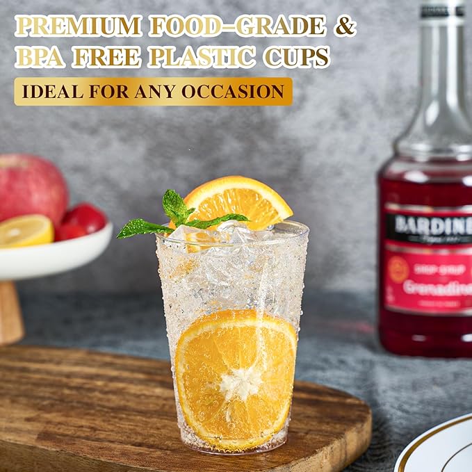 FOCUSLINE 200 Pack 12 oz Clear Plastic Cups, Disposable Cups Reusable Plastic - Image 2