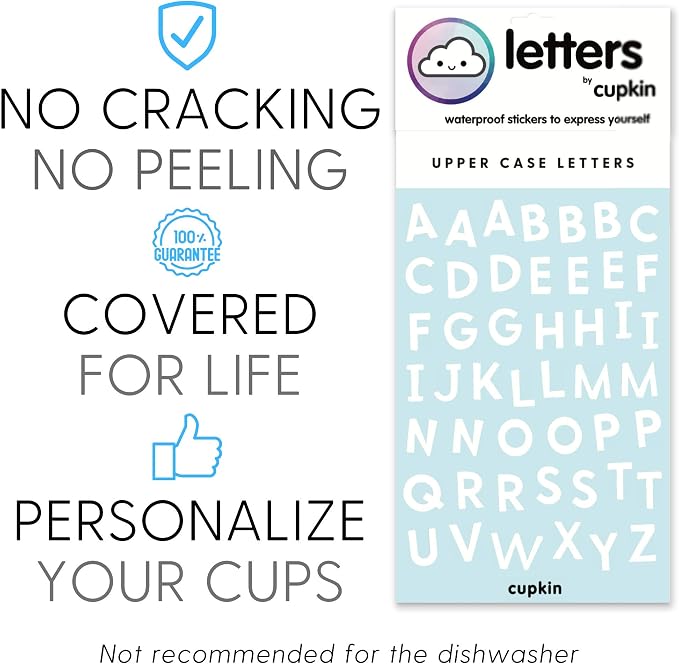 CUPKIN Waterproof Stickers to Personalize Your Stainless Steel Kids Cups: Write - Image 3