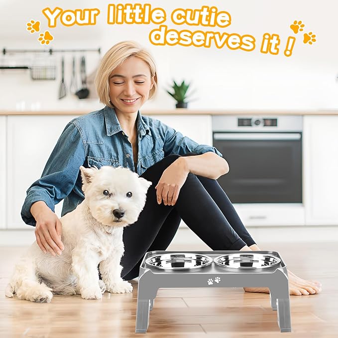 COMESOON Elevated Dog Bowls for Small Medium Dogs, 3 Height Adjustable Raised - Image 7