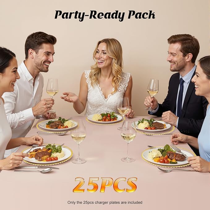 Pack of 25 round dinner plates, Reusable Decorative Dinner Plates - Image 2