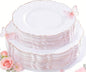 100pcs Rose Gold Plastic Plates-Baroque White &Rose Gold Disposable Plates by WDF