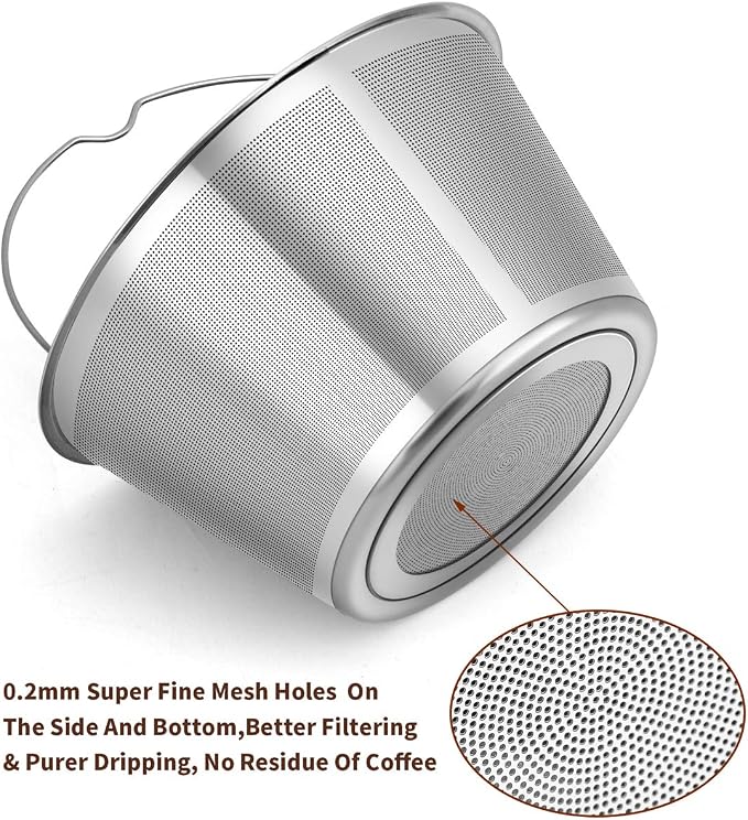 Reusable Stainless Steel Basket Coffee Filters, Fits Mr Coffee 4~5 Cup | 304 - Image 3