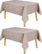JIUZHEN 2 Pack Rectangle Table Cloth Faux Linen Farmhouse Tablecloth Wrinkle and Stain Resistant Decorative Fabric Table Cover for Kitchen, Dining Room, Parties and Camping, Stone, 60 x 84 Inch